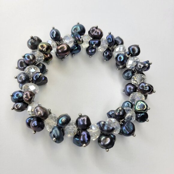 Black Pearls Beads Stretch Bracelet - Picture 1 of 6